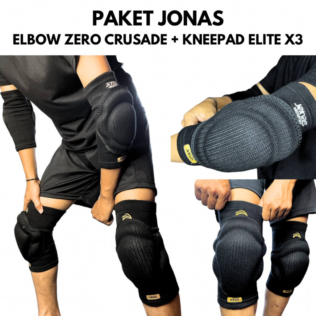 Kneepad Jonas Grande Knee Pad pelindung lutut hitam dan elbow neo Protouch hitam putih