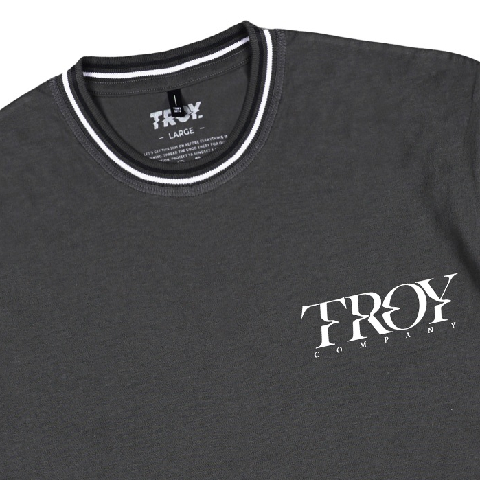 Troy Company Neck Strip Tshirt Dark Grey Vague - Kaos Lengan Pendek Kaos Abu Gelap KST 3031-3A1W1B