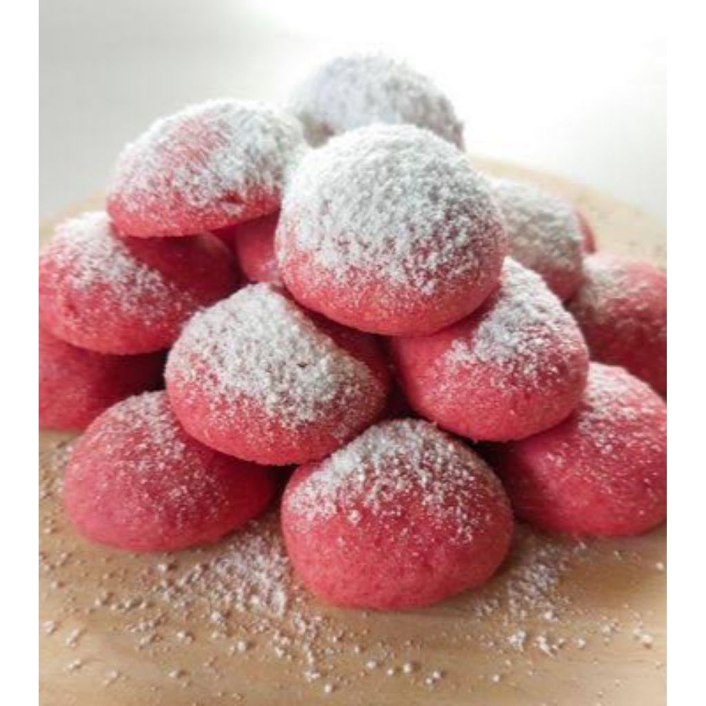 putri salju red Velvet manis lumer kemasan toples 600ml / kue kering putri salju lumer lembut manis 