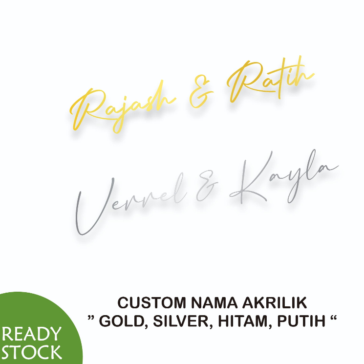 Sepasang Nama Akrilik Mirror Gold/ Custom Nama Akrilik Mahar/ Bahan mahar Akrilik
