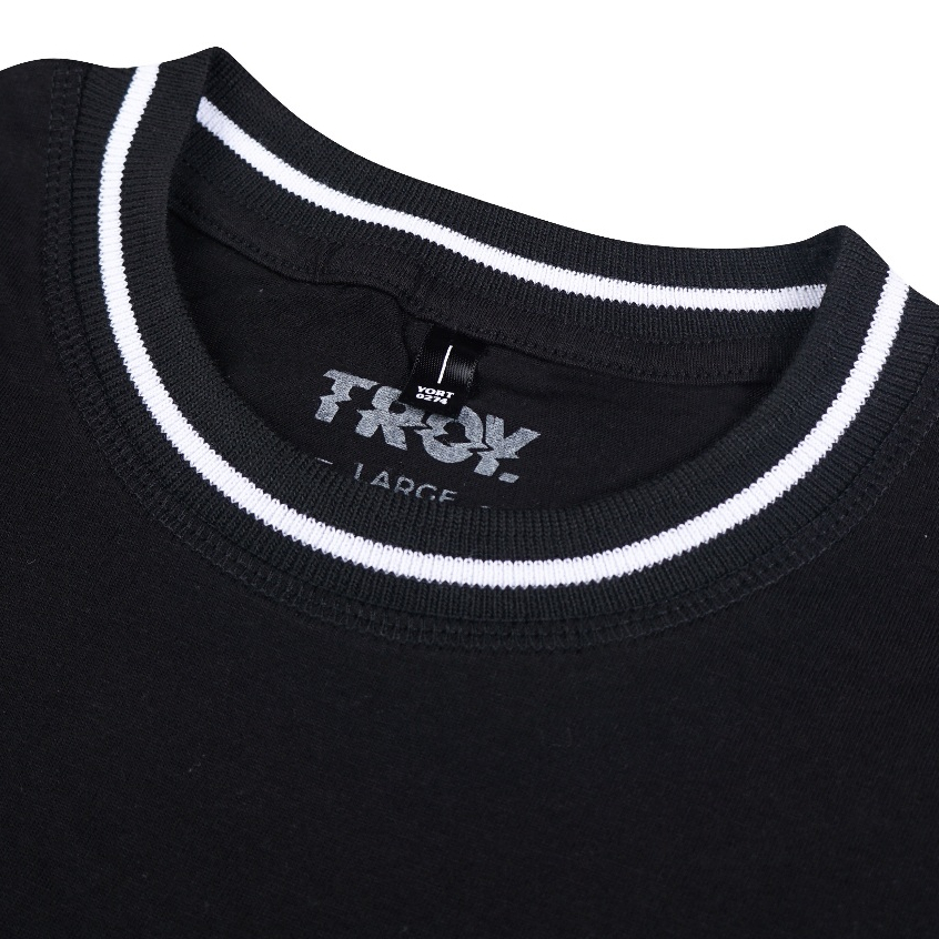 Troy Company Neck Strip Tshirt Black Local Love - Kaos Lengan Pendek Kaos Hitam KST 3033-2B1W