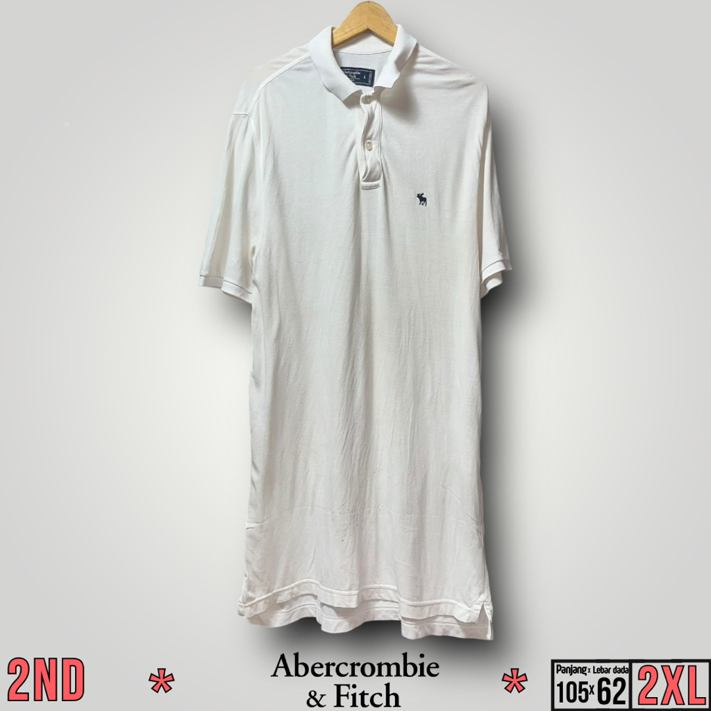 Kaos Polo Pria Abercrombie Putih Size 2XL (105x62)cm