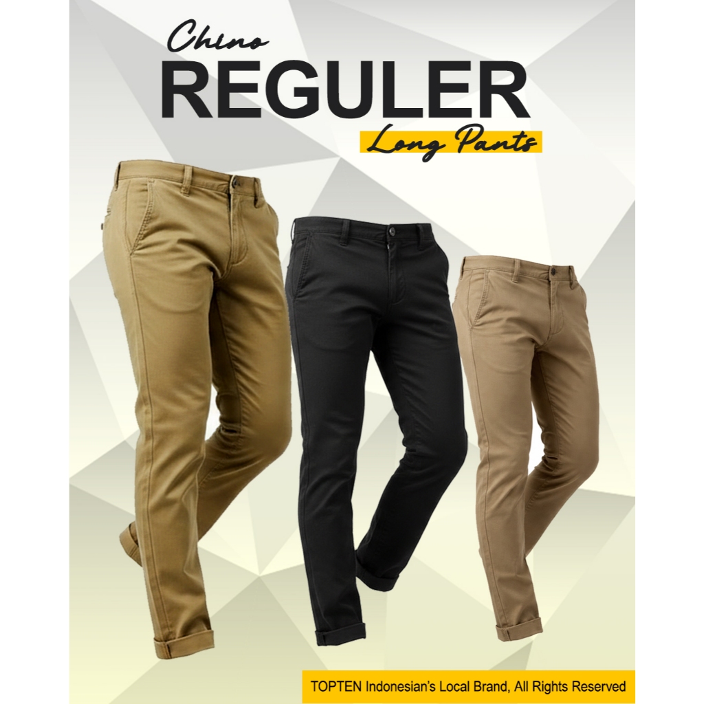TOPTEN Celana Panjang Chino Pria Cokelat  Muda - Mocca Slim Fit