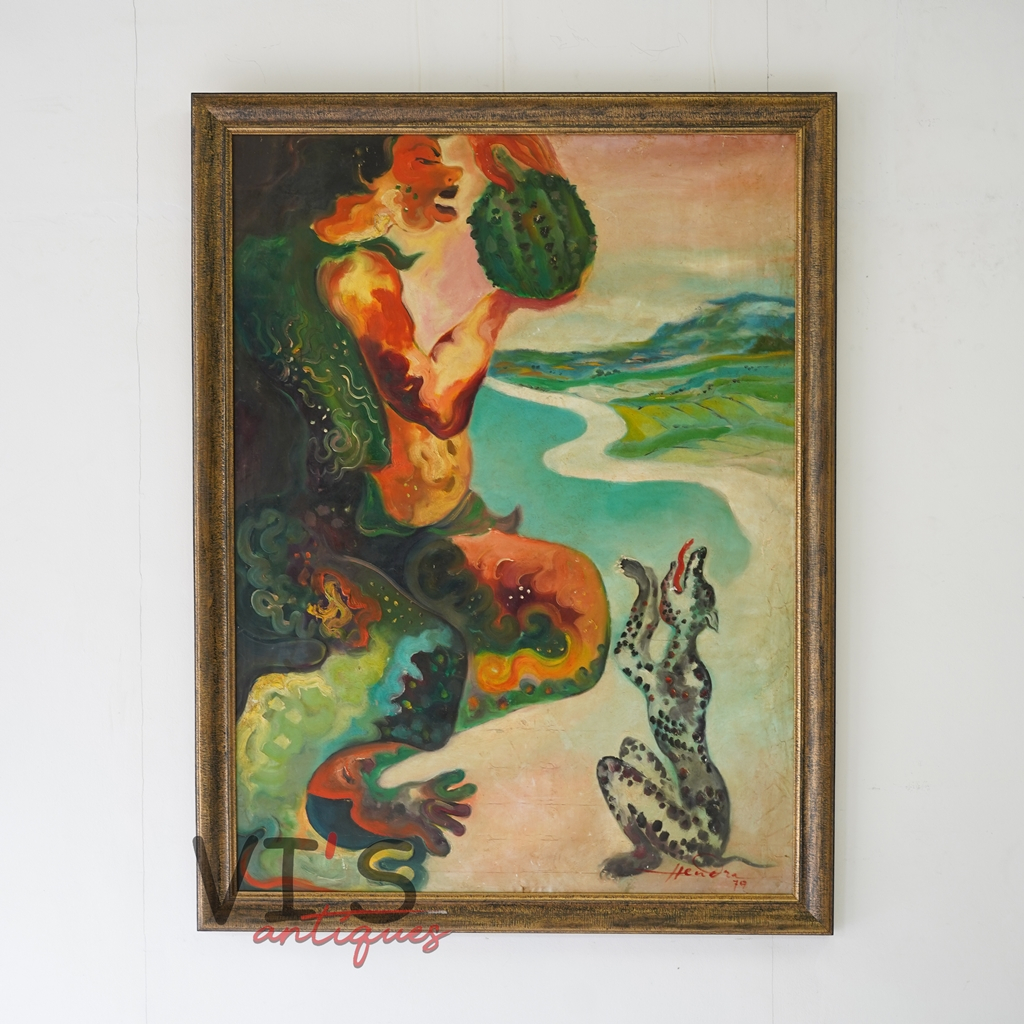 Lukisan Hendra Gunawan Durian Oil On Canvas Antik Kuno