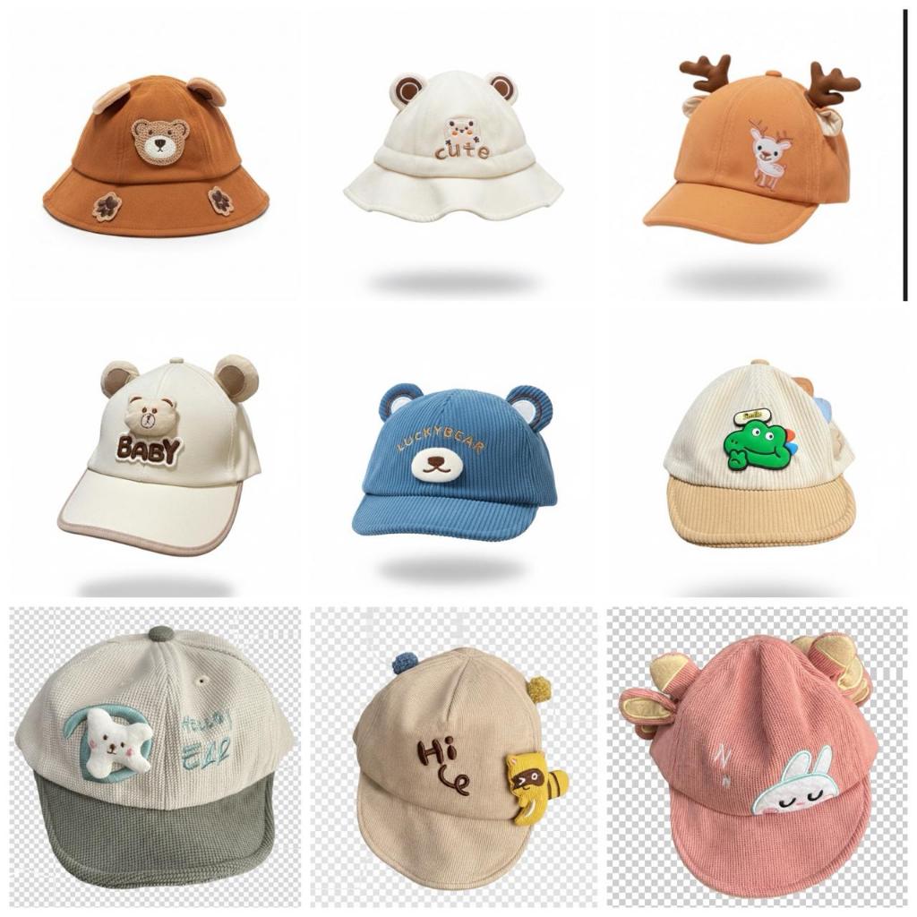 Topi Bayi Lucu Premium -| Topi Bayi Import Lucu Bisa Diatur 0-3 Tahun - Topi Pet Fashion Karakter Ba