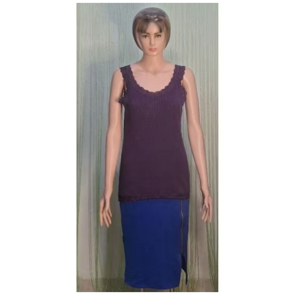 tanktop wanita jumbo warna ungu brukat, big size