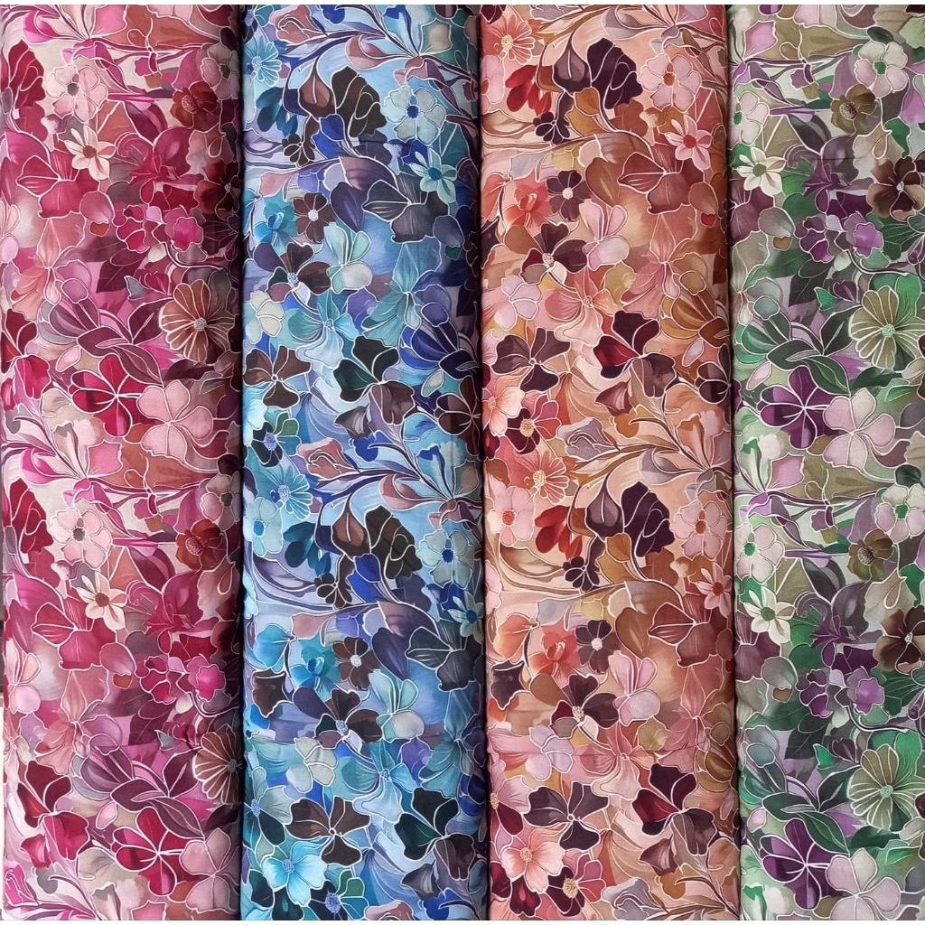 kain rayon digital print motif bunga besar