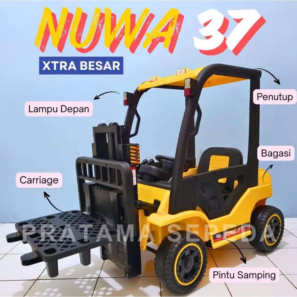 Mainan Mobil Aki Anak Forklift PMB NUWA NW37 NW 37 NW-37 Truck Garpu Industri 12V Remote Control