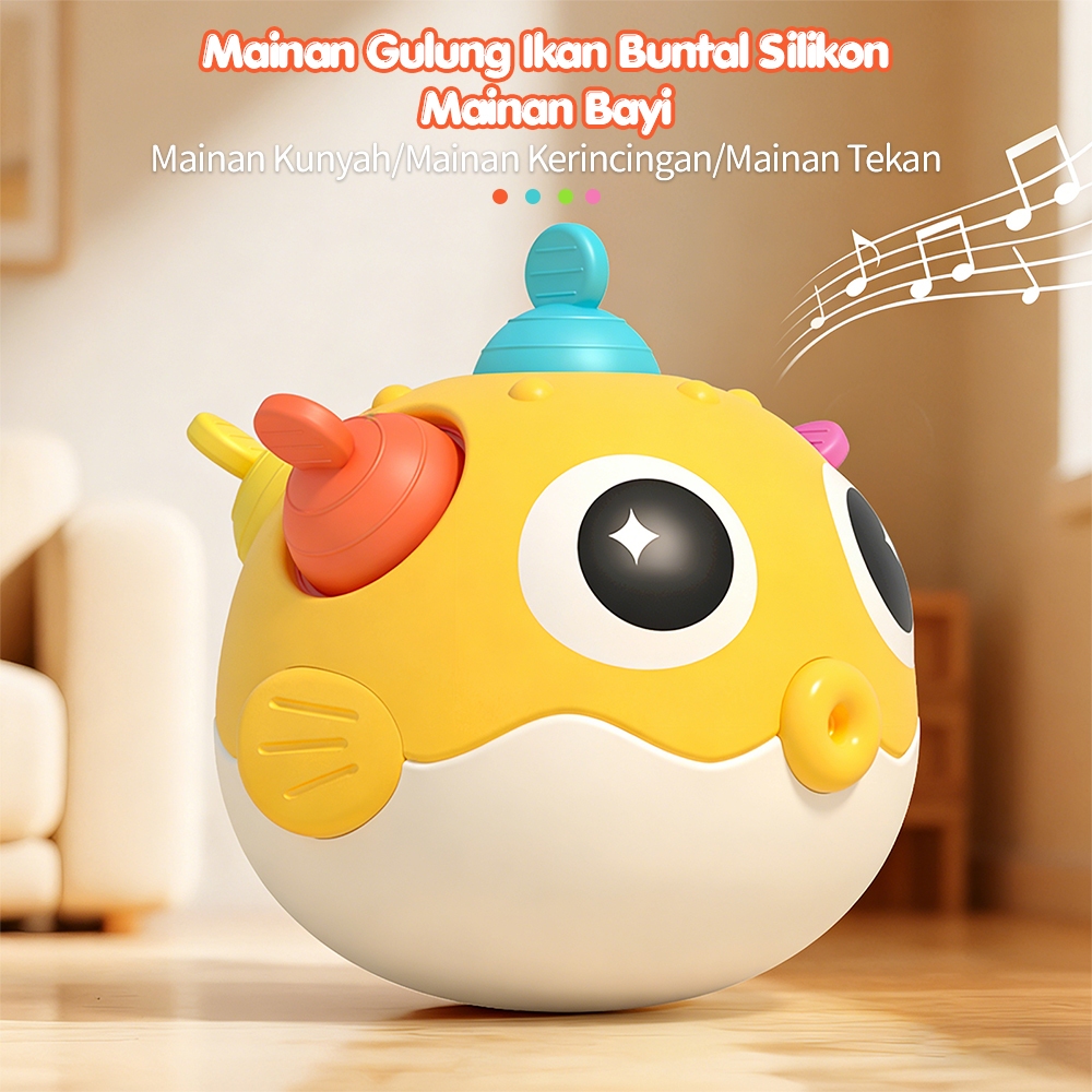 3DPRINTING Mainan Bubble Pop Roly Poly Bayi Edukasi Anak Ikan Buntal Berputar Mainan Edukasi 0-1 tah