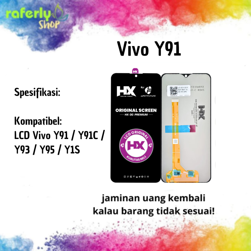 Raferlyshop Lcd HX Vivo Y19 / Y91C / Y93 / Y95 / Y1s Fullset Touchscreen