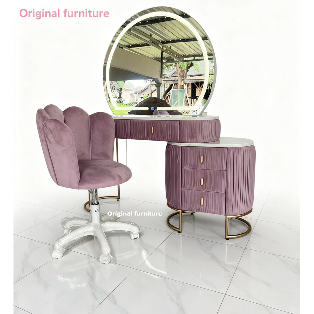 meja rias kursi kerang/meja rias led/meja rias mewah/meja rias aestetic/kursi kerang