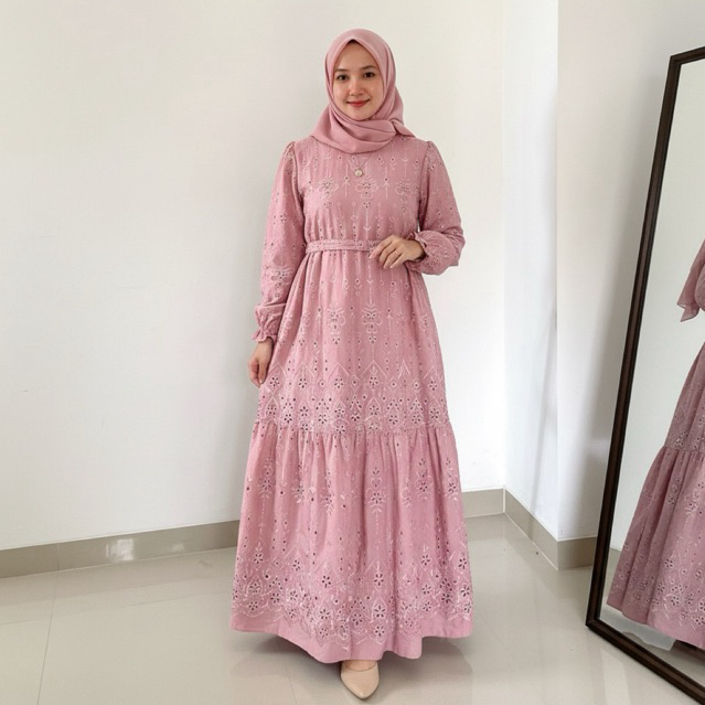 Gamis katun bordir bolong