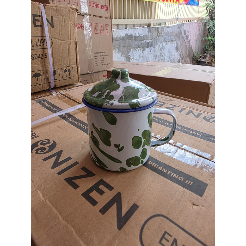 ( BISA COD ) Mug Cangkir Enamel / Blirik 9 Inchi Timbangan / Mug blirik 9 inch - Terlaris
