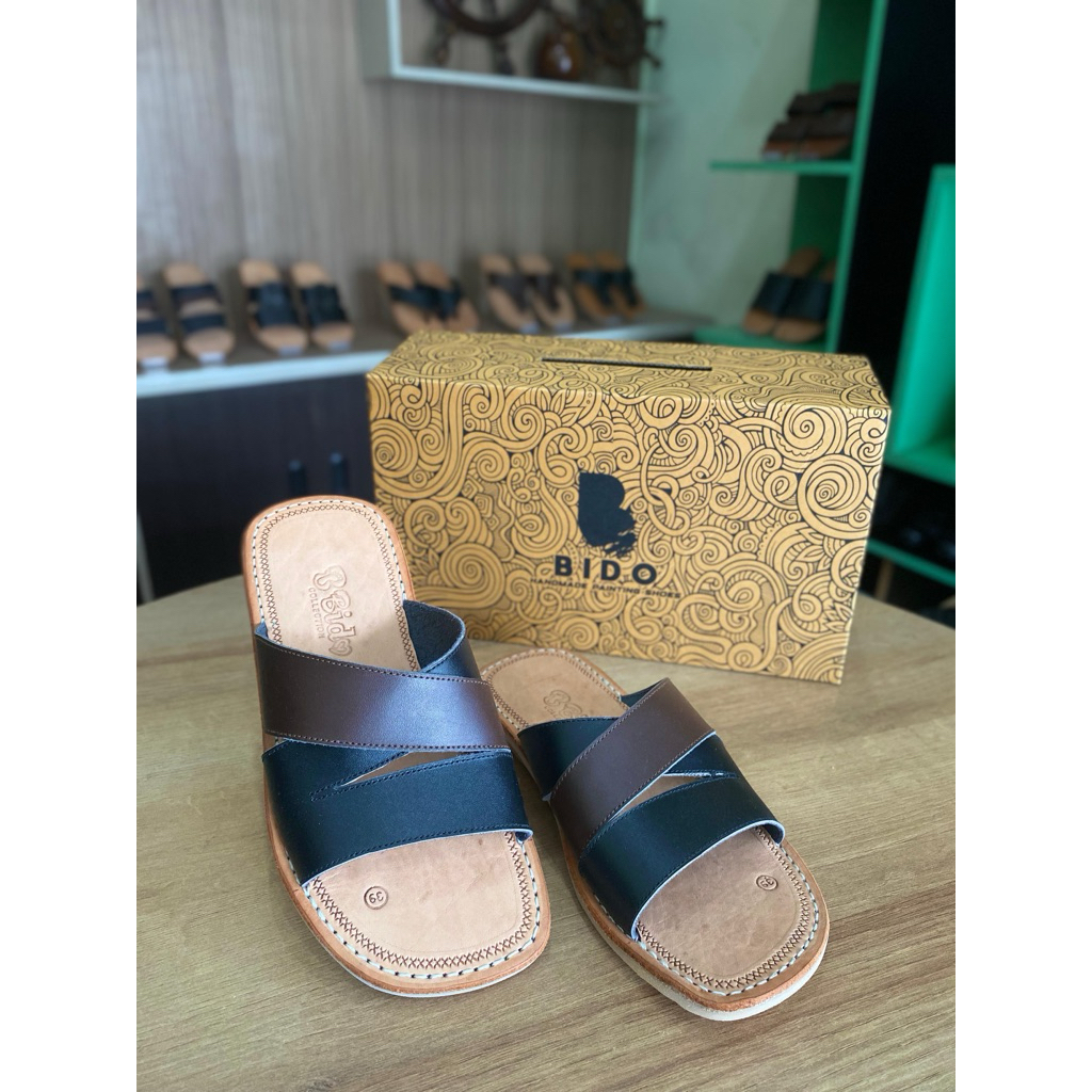 Termurah Sandal Kulit Pria Tarumpah Bido Model Silang Kombi