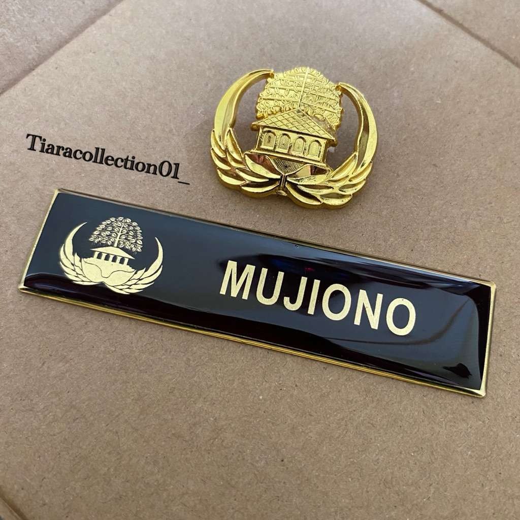 Papan Nama Dada Kuningan Plus Pin Korpri Nama Dada Kuningan Pin Korpri