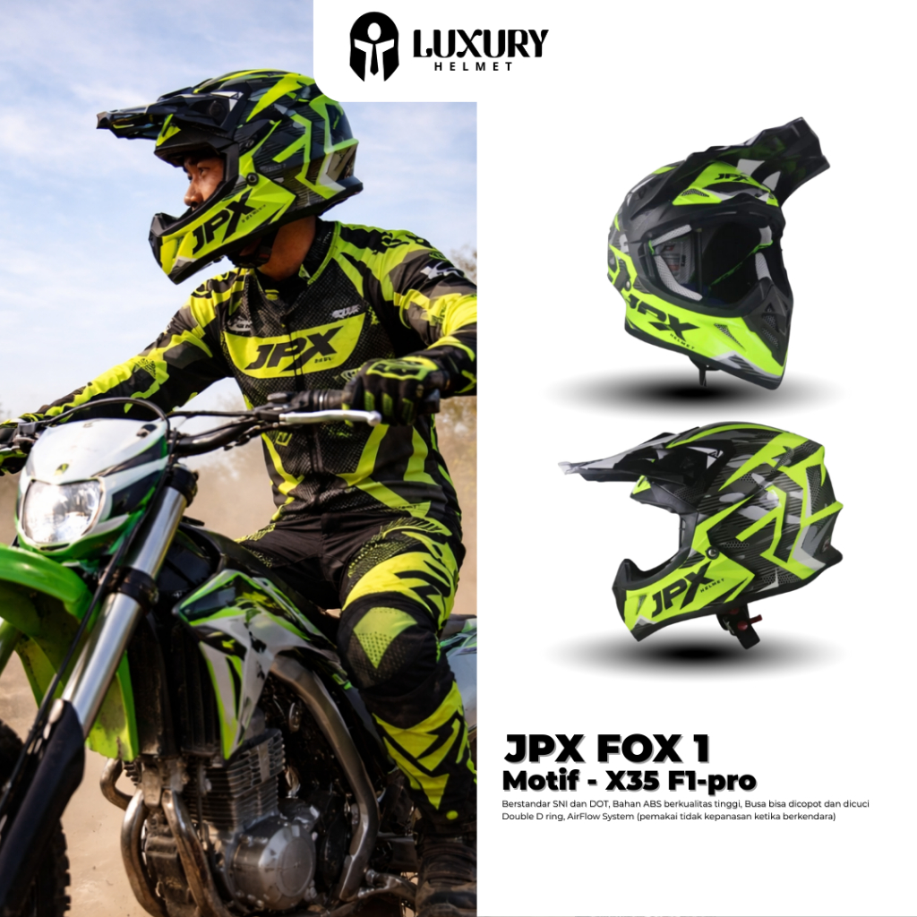 Helm JPX Cross Full Face X35 F1-PRO – Helm Trail Motocross MX Offroad Ringan & Kuat