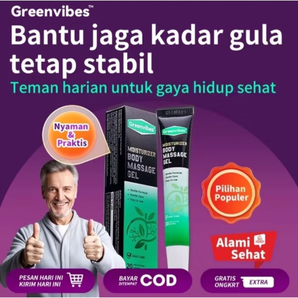 Greenvibes Herbal Gel Original Moisturizer Body Massage Menurunkan Gula Darah