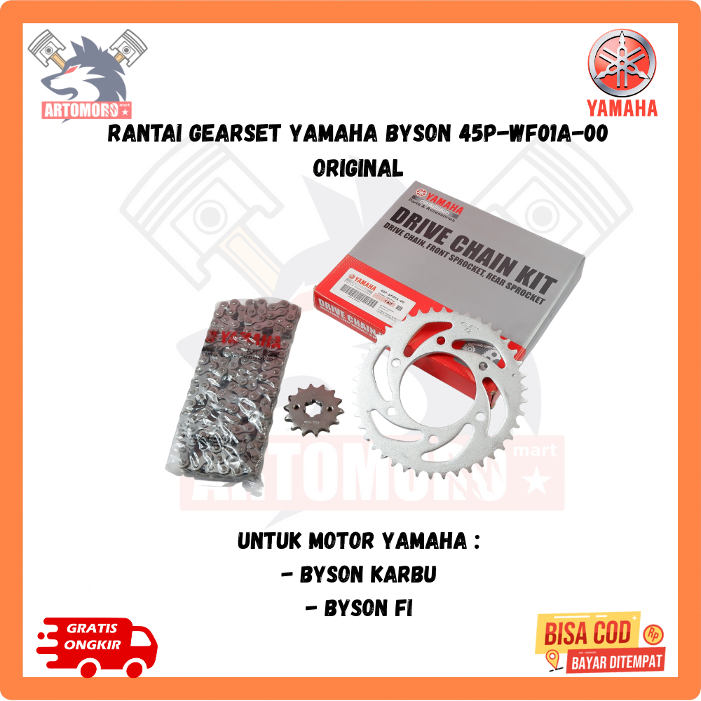 Ori Rantai Gearset Yamaha Byson FI - Ger Gir Set Rantai Motor Byson Karbu 45P-WF01A-00 Original