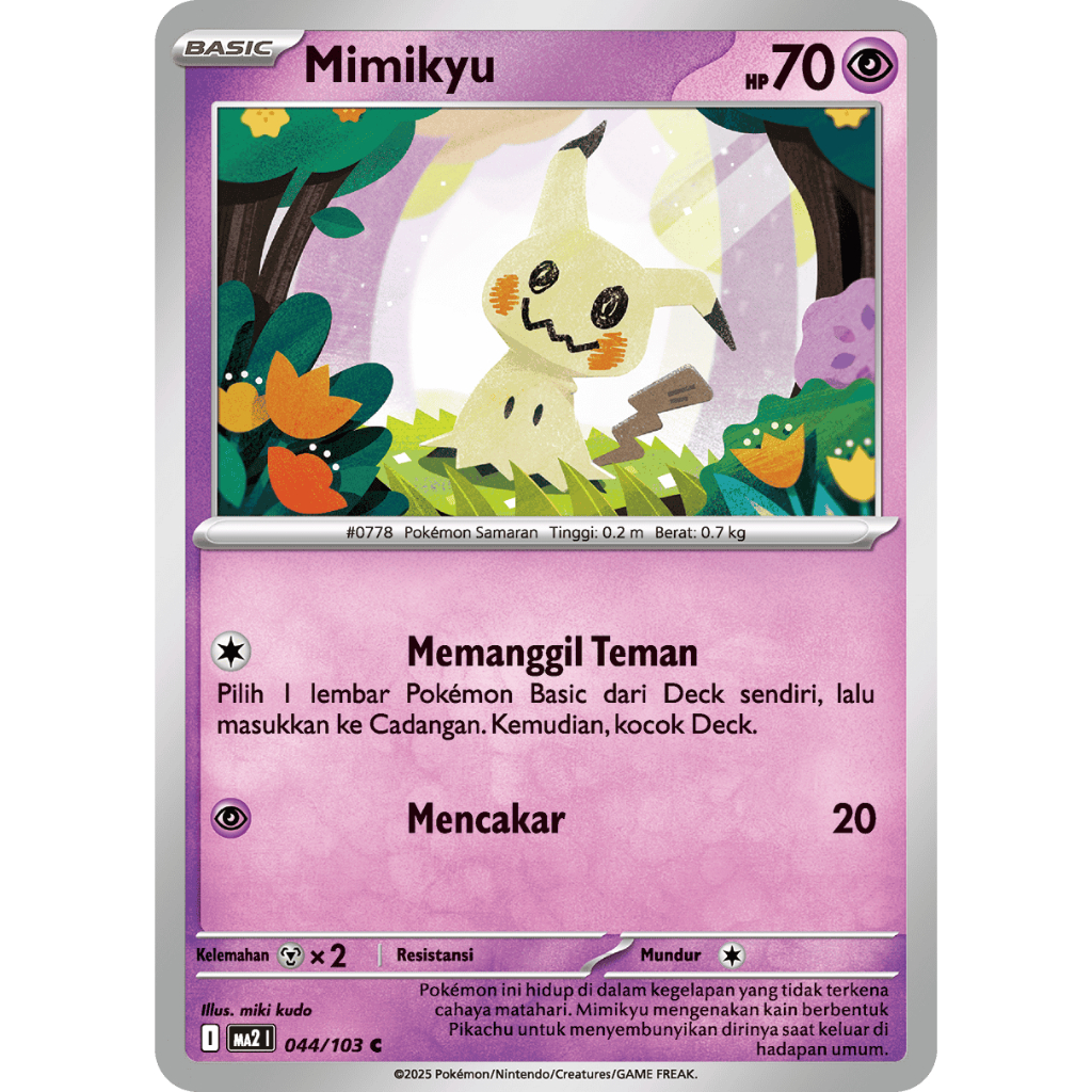 Pokemon Card Mimikyu 044/103 Original Mulus