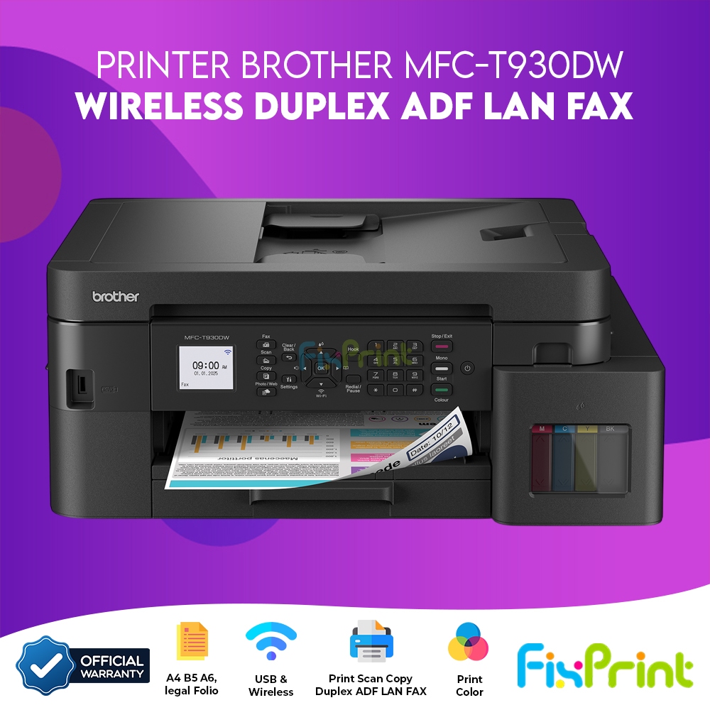 Printer Brother MFC-T930DW  InkTank Multifunctions WiFi ADF Print Scan Copy MFP Fax Wireless Duplex 