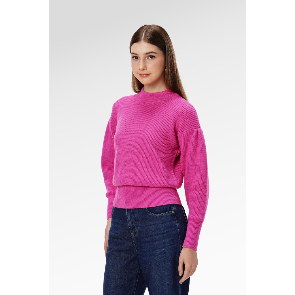 Benang Jarum - Sweat Shirt With Puff Sleeve - Fuschia