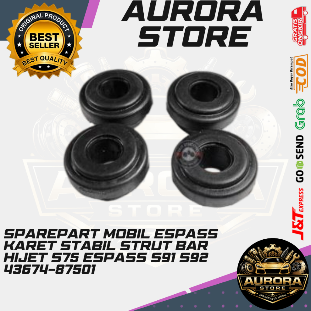 SPAREPART MOBIL ESPASS KARET STABIL STRUT BAR HIJET S75 ESPASS S91 S92 43674-87501