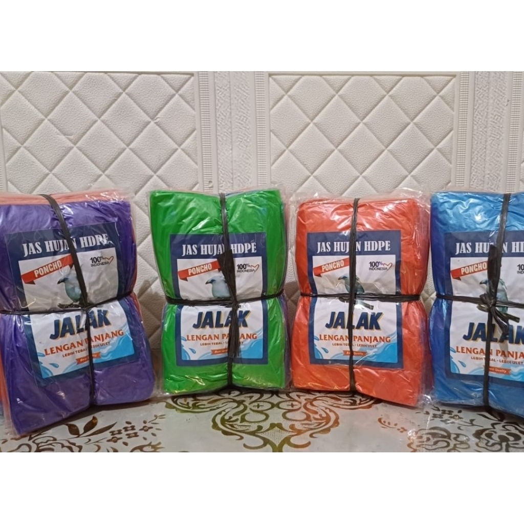 Jas hujan plastik HDPE Jalak Ponco Lengan Lusinan (per 12 biji)