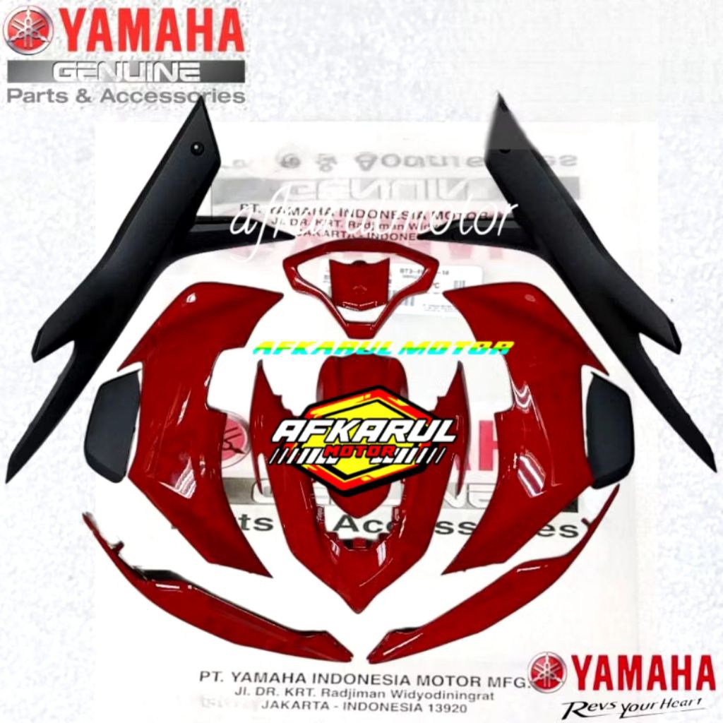 FUL FULL SET COVER BODY HALUS  NEW AEROX 155 CONNECTED BBP MERAH METALIK ORIGINAL YAMAHA