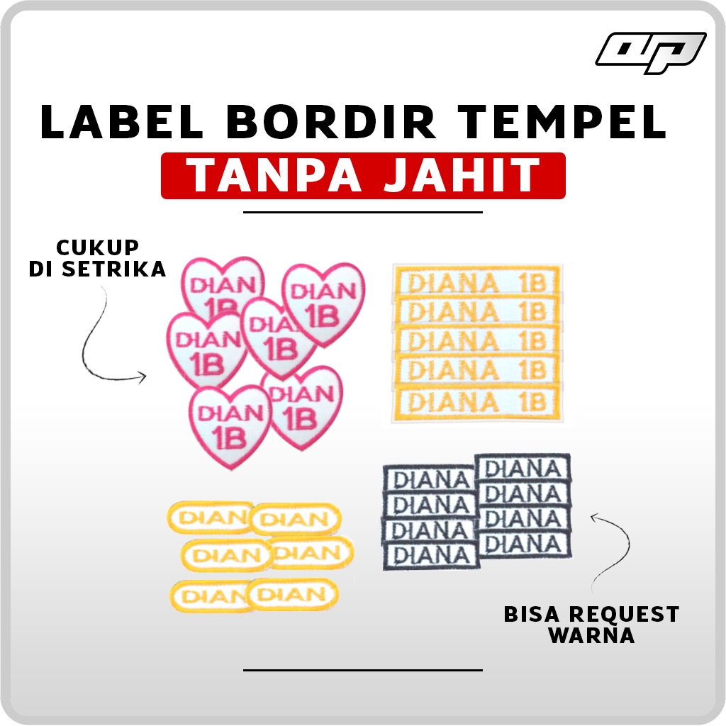 Patch Bordir Iron Custom Nama - Label Nama - Label Baju - Bordir Nama Custom