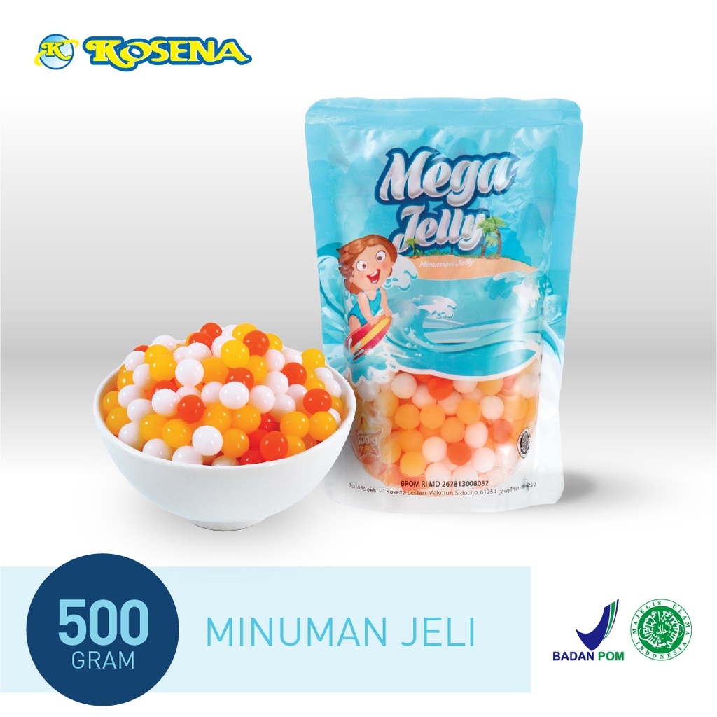 Kosena Mega Jelly 500 gr - Toping Minuman Boba - Warna Warni - Jelly Kosena