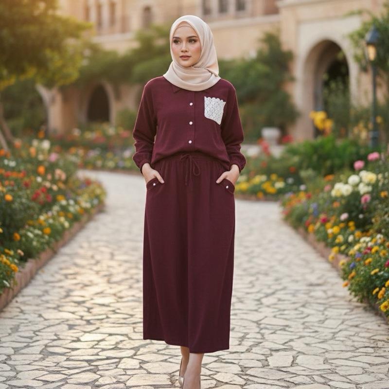 (Arsyla) Lea Setelan Rok Knit Rayon Fashion Terbaru