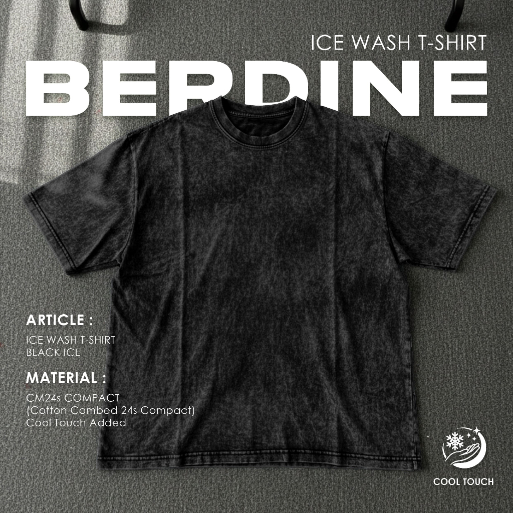 Berdine Kaos Washing T-Shirt Polos | BLACK ICE | Cool Touch