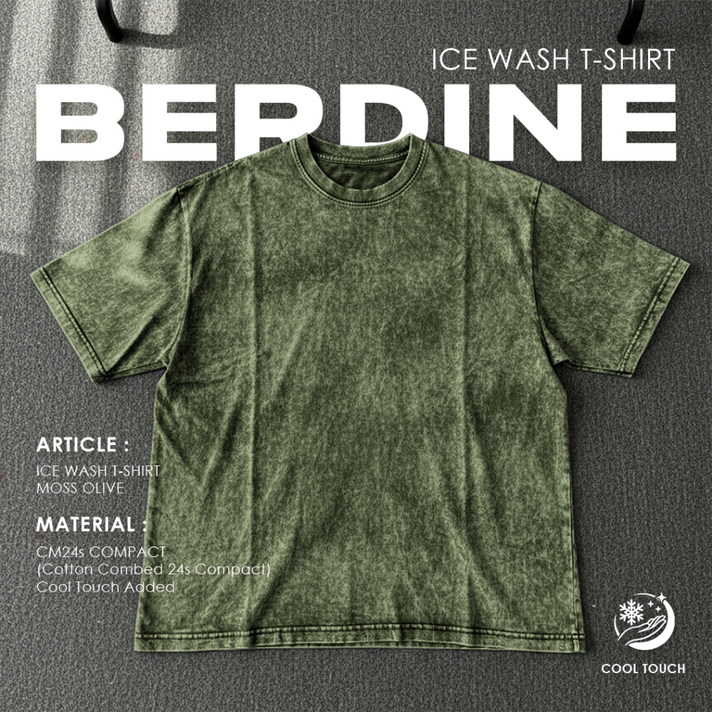 Berdine Kaos Washing T-Shirt Polos | MOSS OLIVE | Cool Touch