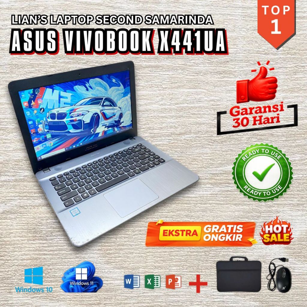 [BEKAS] Laptop Asus Vivobook X441UA Core i3 gen 6 / Layar 14 inch - Cocok Buat Kantoran / Pelajar / 