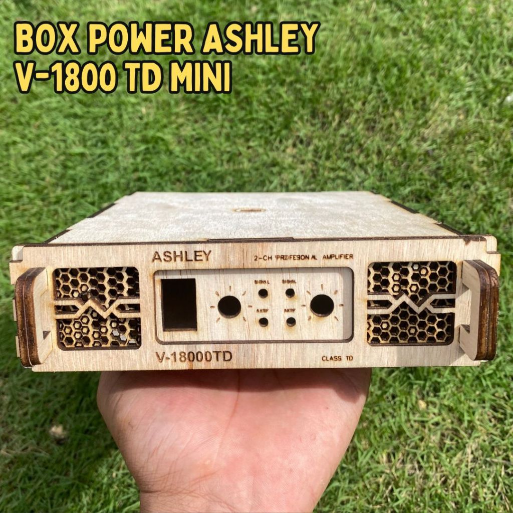 Box Power Mini model Ashley V-1800 TD Desain Elegan, Presisi Laser cnc, Bahan Triplek 3mm cocok untu