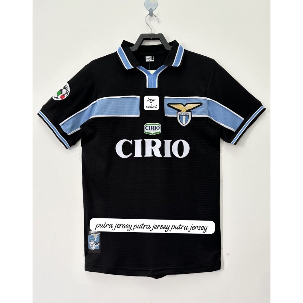 SPONSO VELVET JERSEY BAJU BOLA LAZIO AWAY 1998 CIRIO JERSEY BOLA BLOKCORE