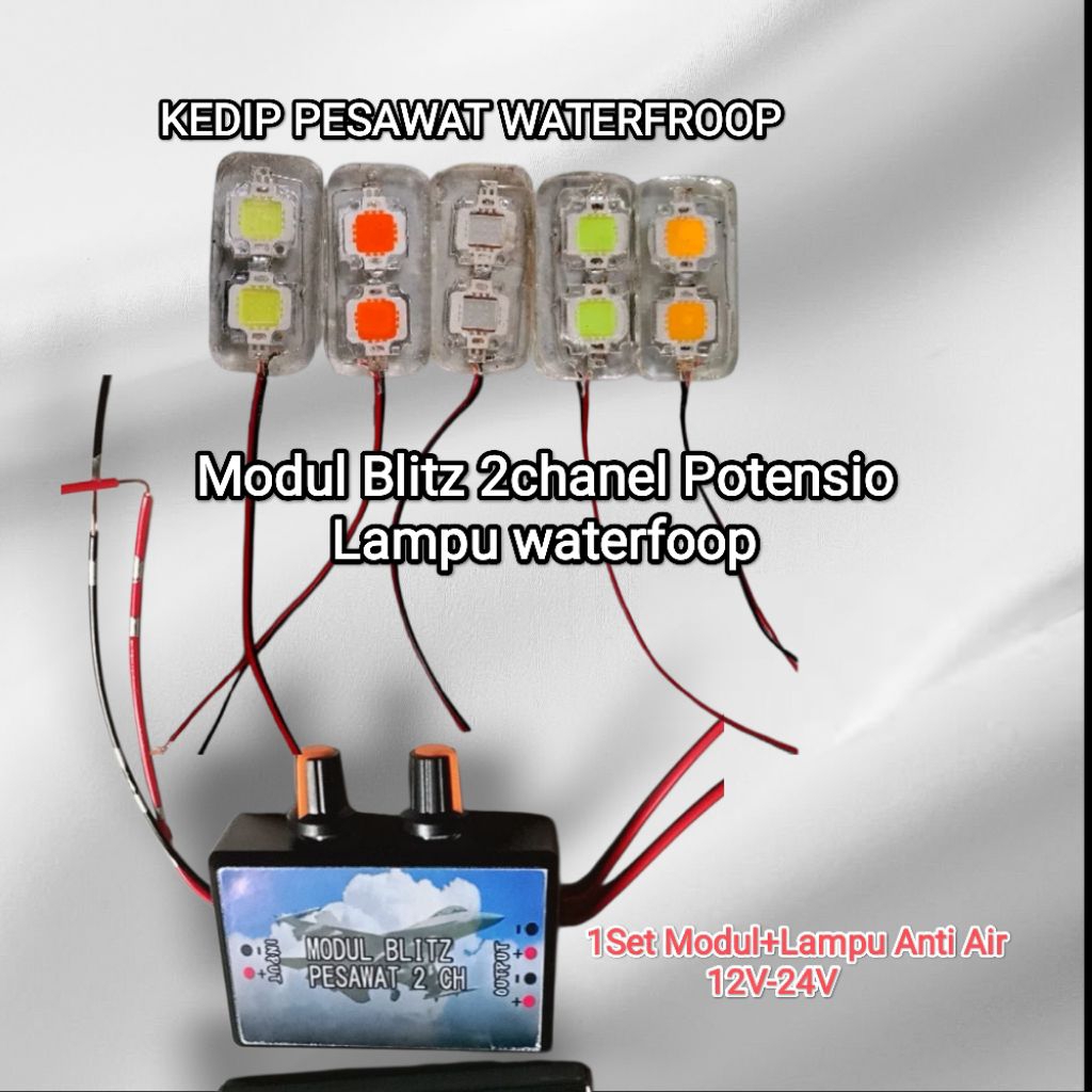 Lampu BLITZ PESAWAT  2CHANEL Potensio LAMPU Kolong LED HPL waterfroop  Motor/Mobil  12V & 24V car