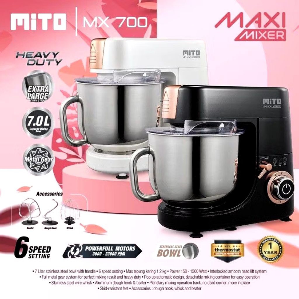 MITO Stand Mixer 7 Liter MX-700 – Pengaduk Adonan Kue Maxi Mixer