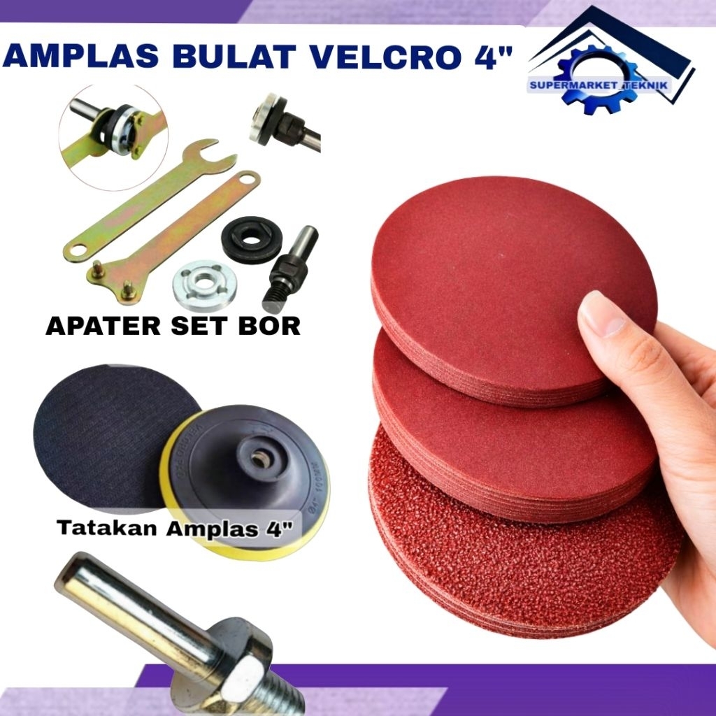 10 PCS AMPLAS BULAT 4" INCH GRIT 40 - 400 - TATAKAN AMPLAS 4"