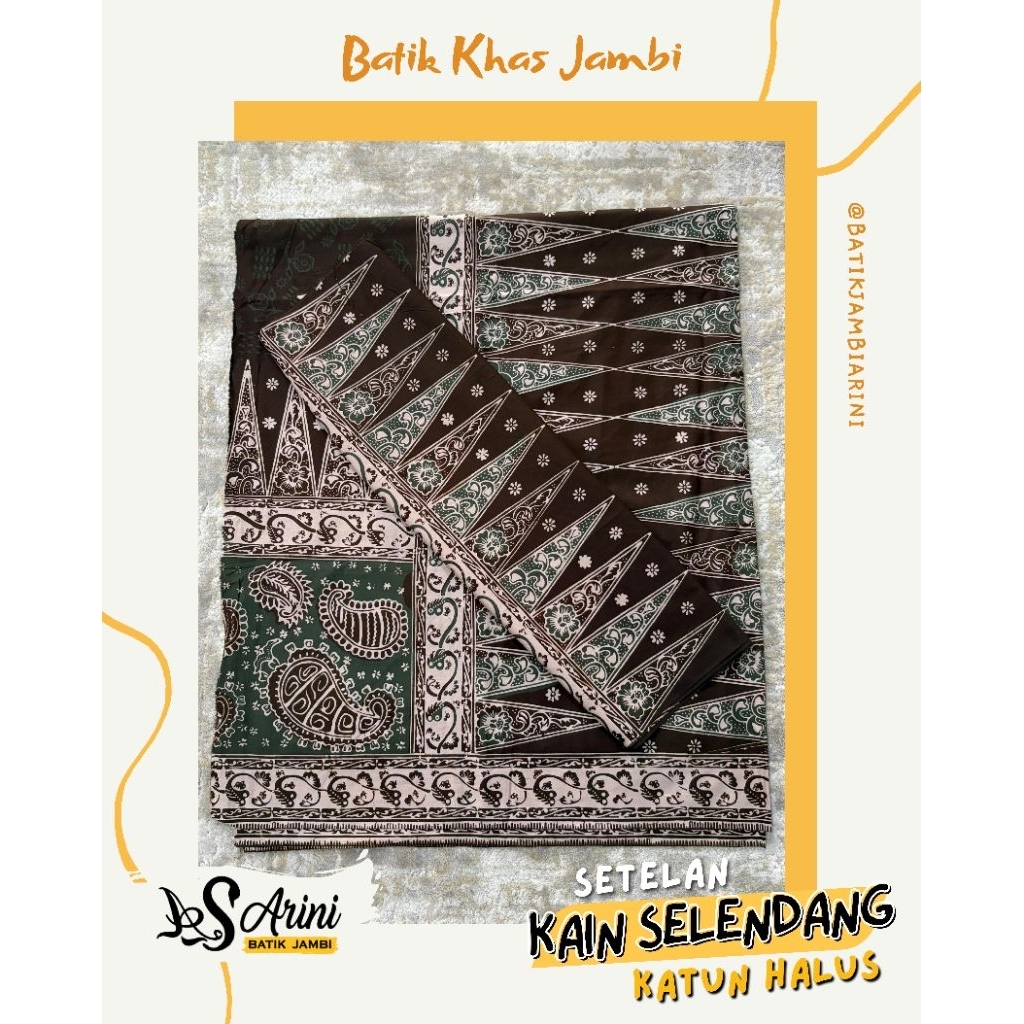 [ARINIbatik] BATIK JAMBI - Set Kain sarung Selendang / Bawahan Katun Halus Motif Kapal Sanggat, Bung