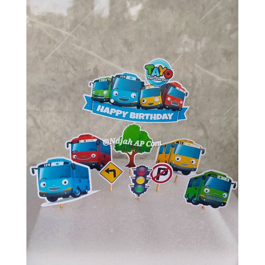 Topper Tayo / Topper cake karakter Tayo / Topper Happy Birthday / Topper kue Ulang Tahun