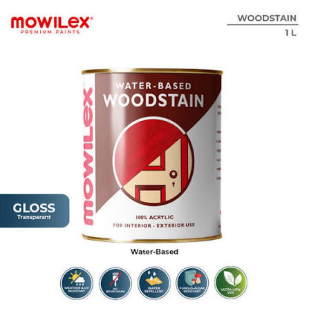 Mowilex Wood Stain Water Based (1kg) / Cat Pelapis Plitur Politur Kayu Campuran Air