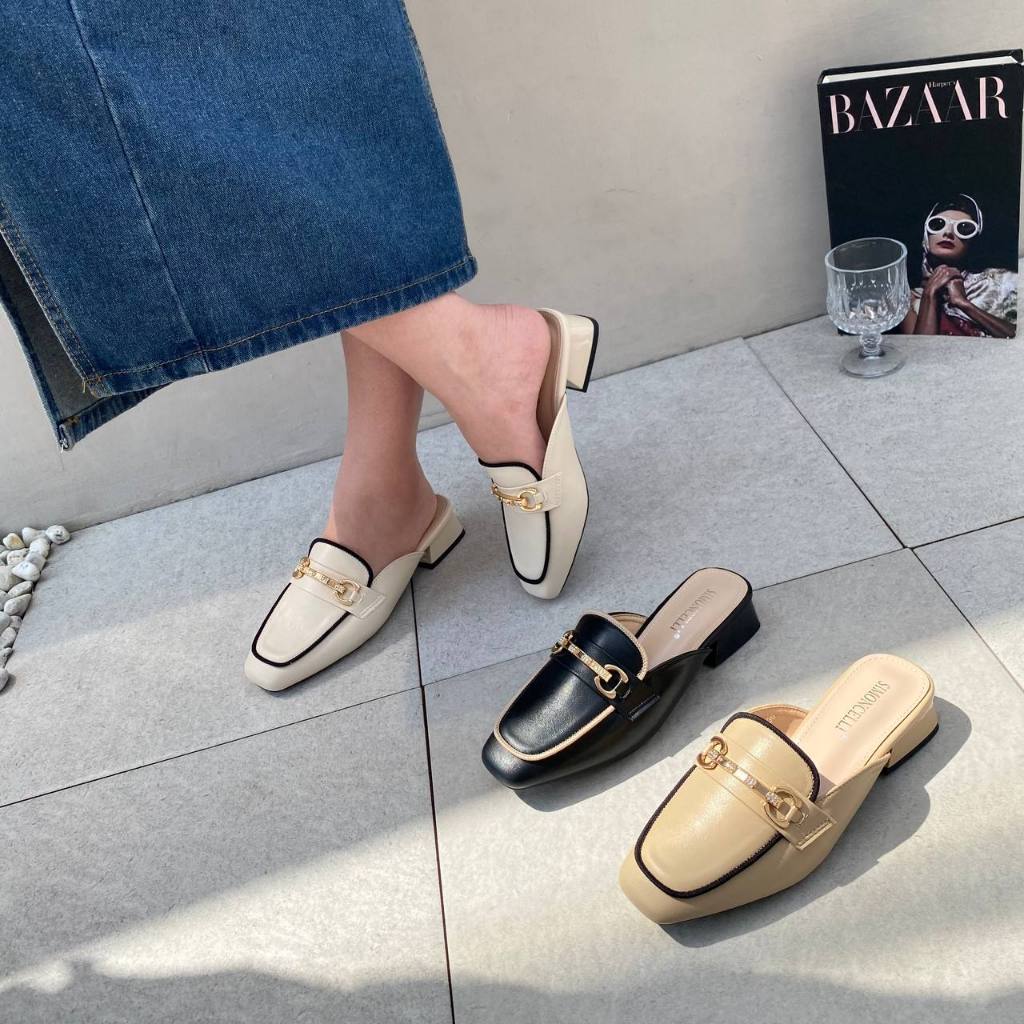 Simoncelli Sepatu Tumit Tahu 3 Cm Wanita Import | Sepatu Kerja | Sandal Wanita | Sandal Mules Import