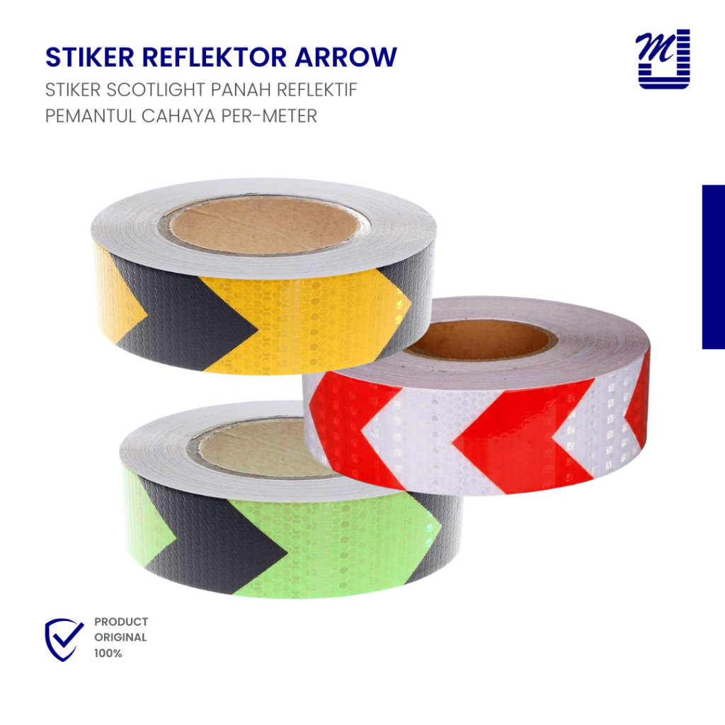 Stiker Reflektor Arrow Panah / Stiker Scotlight Pemantul Cahaya Safety Truk Mobil Box 5cm Per Meter