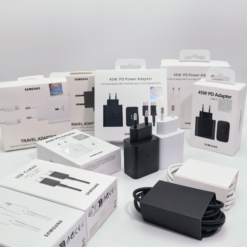 100% Original Fast Charging 45W Set Charger Samsung 3A/5A Type-C Kabel Data 1 Meter/1.8 Meter