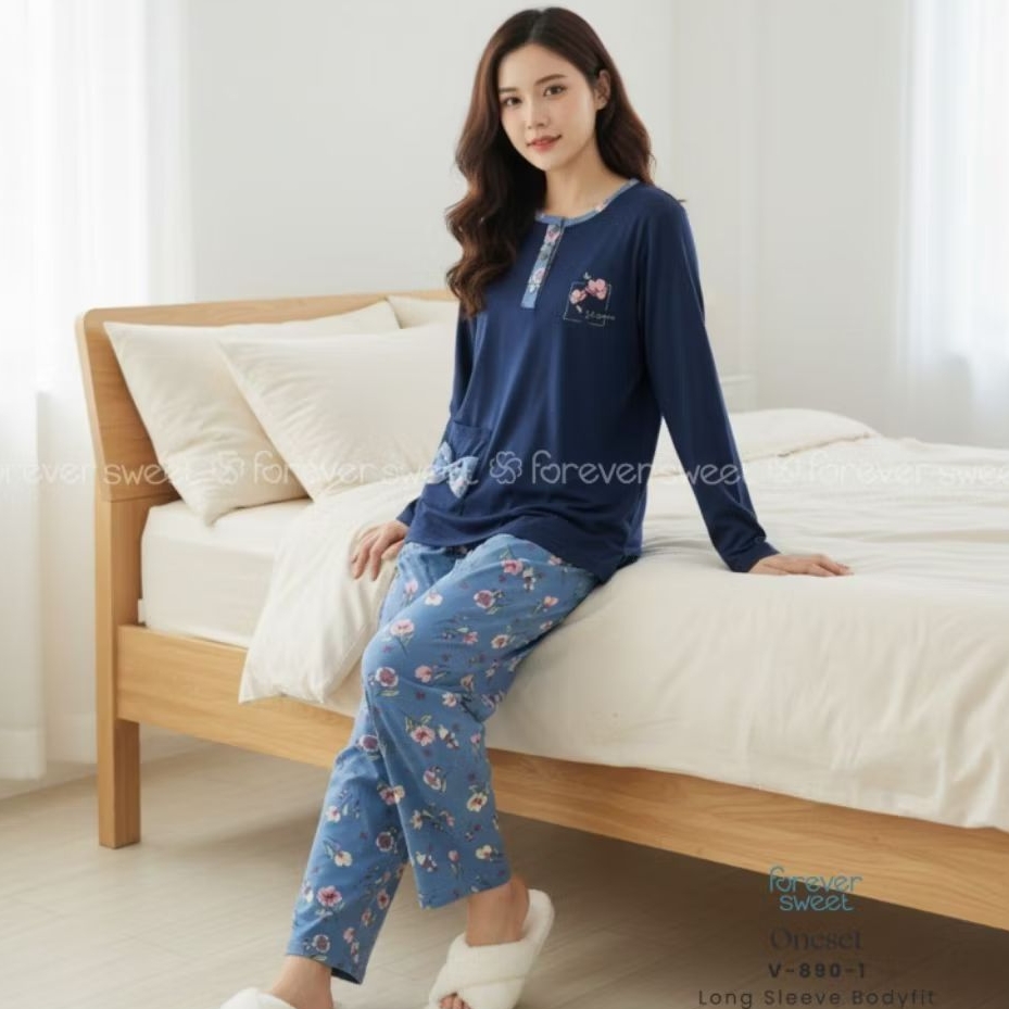 FOREVER SWEET Concept Baju Tidur Babydoll Piyama One Set Setelan PP Body Fit Bodyfit All Size Celana