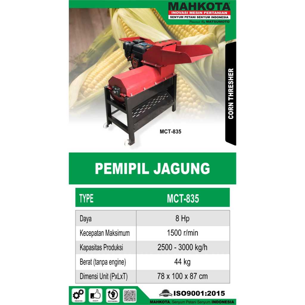 Mesin Pemipil Jagung Lengkap Blower Mahkota MCT 835