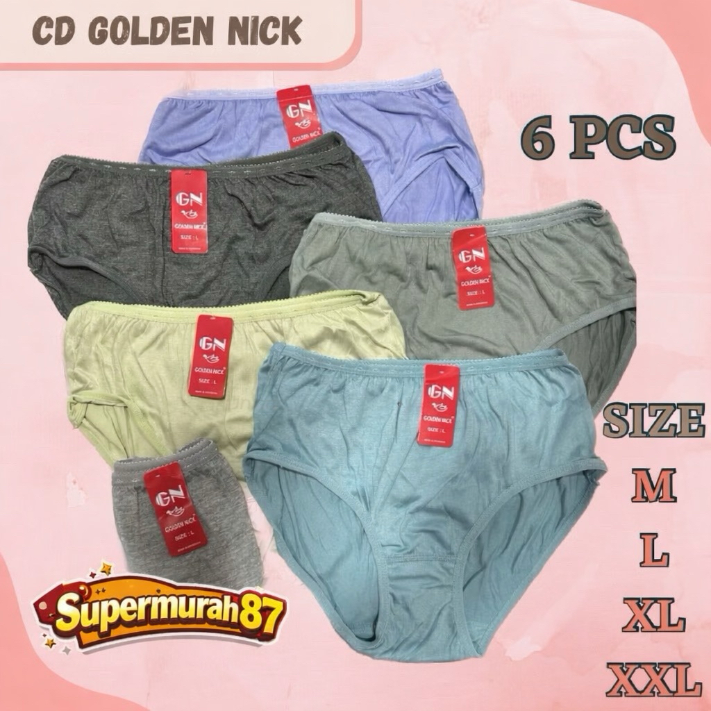 [ 6PCS ] CD Golden Nick 931 | Celana Dalam Golden Nick 931 | CD Golden Nick Karet Kecil Warna Pastel