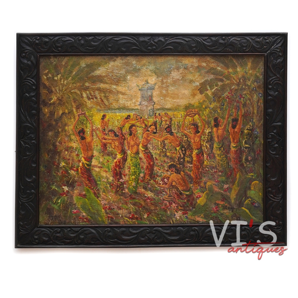 Lukisan A.J. Le Mayeur Penari Bali Oil On Canvas Antik Kuno