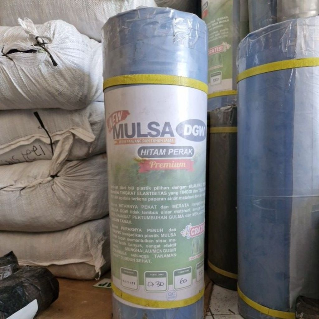 Plastik Mulsa dgw Lebar 120 Hitam Perak Premium Roll BIRU 17 KG (550 Meter) Free Kaos